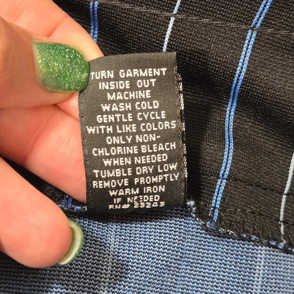 New York & Company Stretch Pinstripe Pencil Skirt Black Blue Womens Medium‎